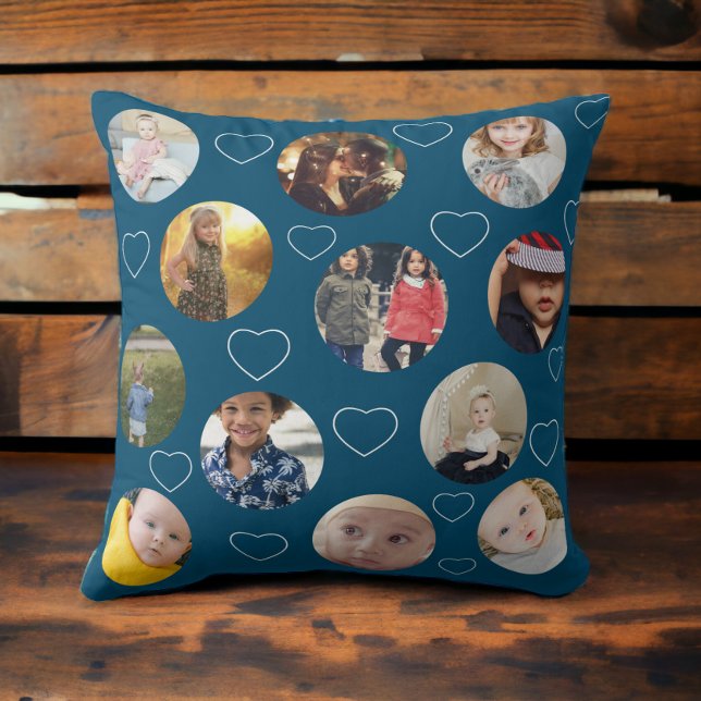 Coussin Modèle de collage photo unique en forme de cœur et (Créateur téléchargé)