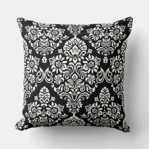 Coussin Modèle de Damas royales noires et blanches sophist