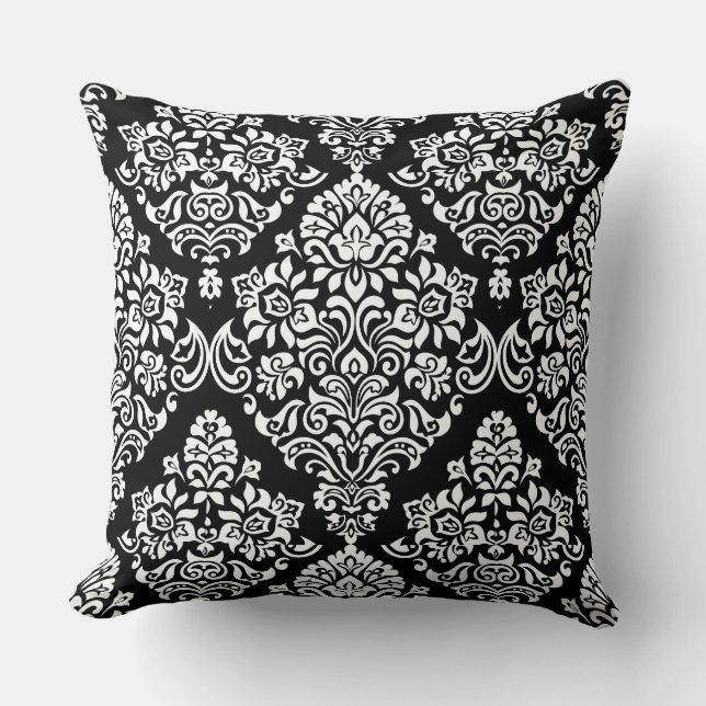 Coussin Modèle de Damas royales noires et blanches sophist (Recto)