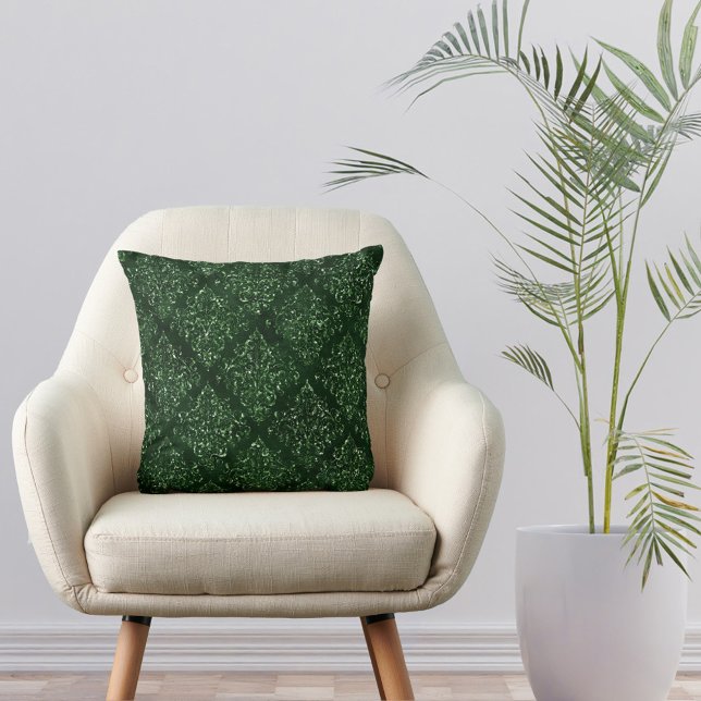 Coussin Modèle de Damas vert verre (Créateur téléchargé)