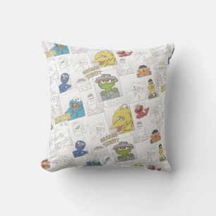 Coussin Modèle de dessin animé vintage de Sesame Street