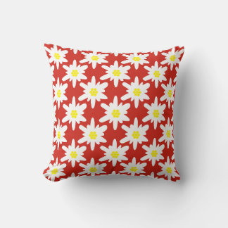 Coussin Modèle de fleurs blanches Edelweiss en rouge