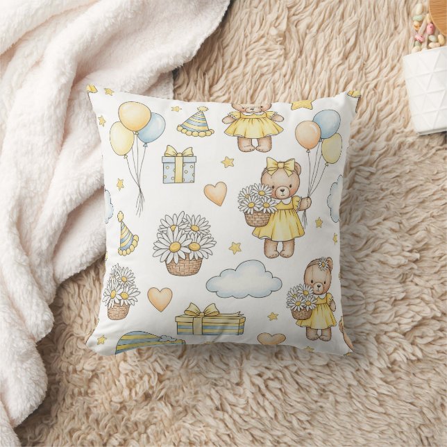 Coussin Modèle de jardin de marguerites Ourson (14) (Couverture)