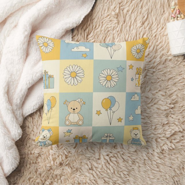 Coussin Modèle de jardin de marguerites Ourson (17) (Couverture)