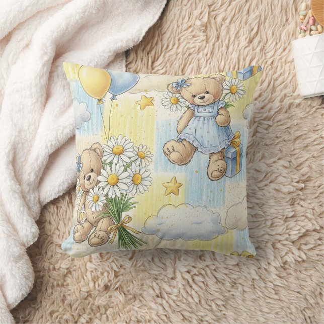 Coussin Modèle de jardin de marguerites Ourson (2) (Couverture)