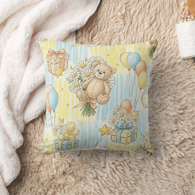 Coussin Modèle de jardin de marguerites Ourson (3) (Couverture)