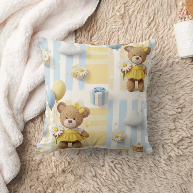 Coussin Modèle de jardin de marguerites Ourson (8) (Couverture)
