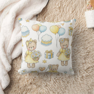 Coussin Modèle de jardin de marguerites Teddy Bear Daisy (