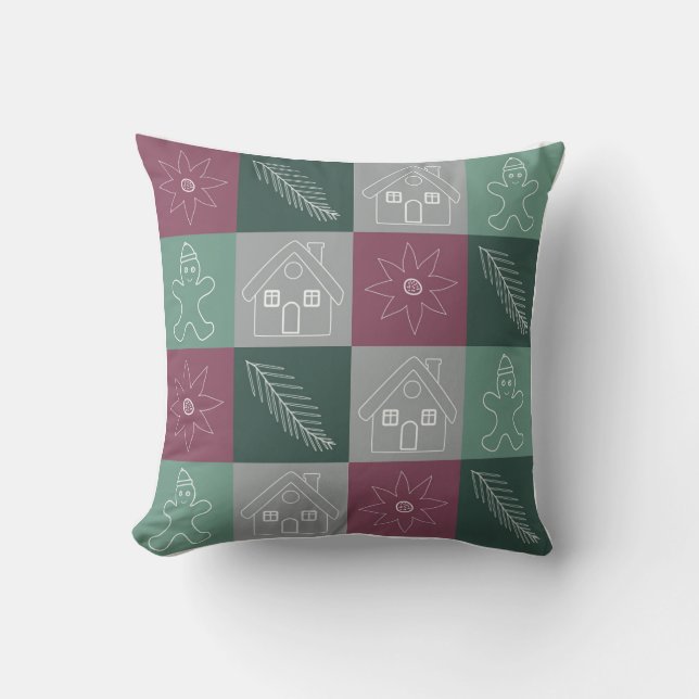 Coussin Modèle de ligne artistique de Noël (Recto)