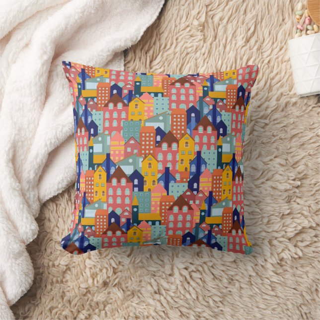 Coussin Modèle de maisons de ville de quartier (Couverture)