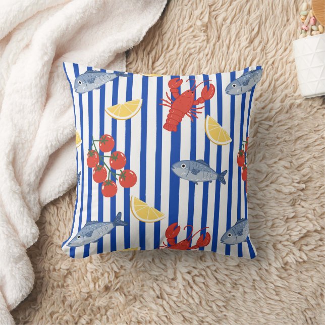 Coussin Modèle de marché de fruits de mer méditerranéens ( (Couverture)