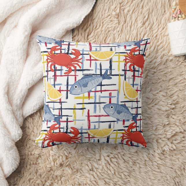 Coussin Modèle de marché de fruits de mer méditerranéens ( (Couverture)