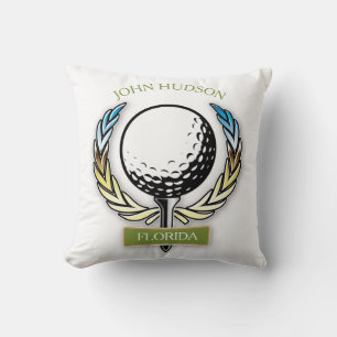 Coussin Modèle de monogramme à couronne de design de golf