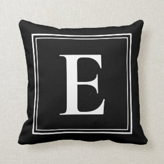 Coussin Modèle de monogrammes Élégant noir blanc moderne