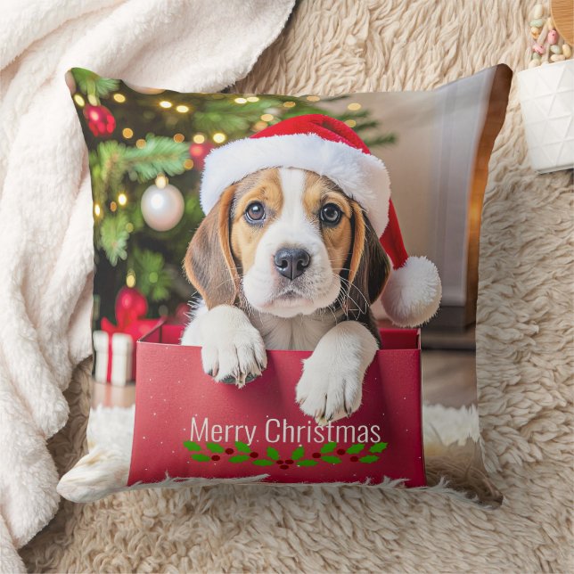 Coussin Modèle de Noël de chiot Beagle, (Couverture)