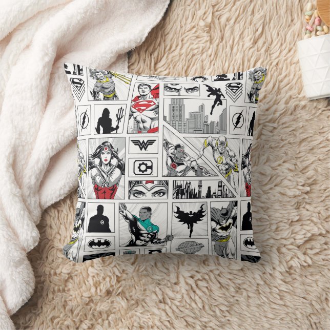Coussin Modèle de panneau héroïque de la Ligue de justice (Couverture)