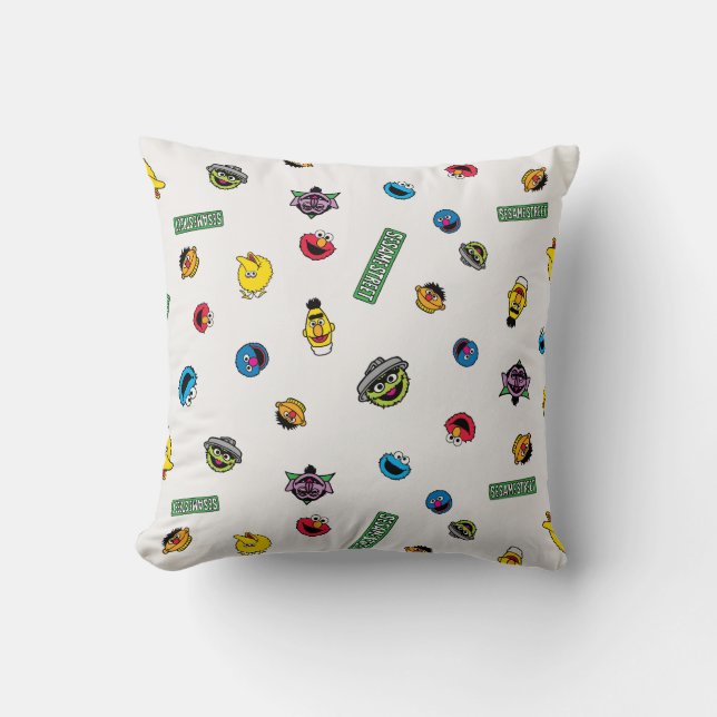 Coussin Modèle de personnages de 1, rue Sésame (Recto)