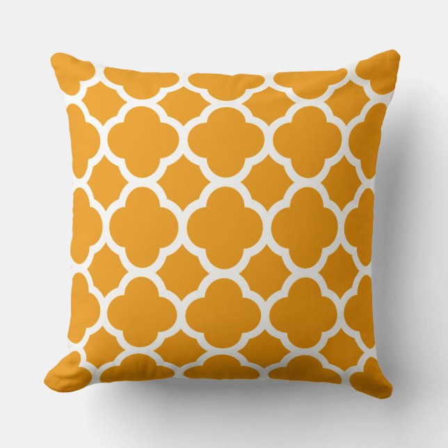 Coussin Modèle de quatrefeuilles orange Mango Tango (Recto)
