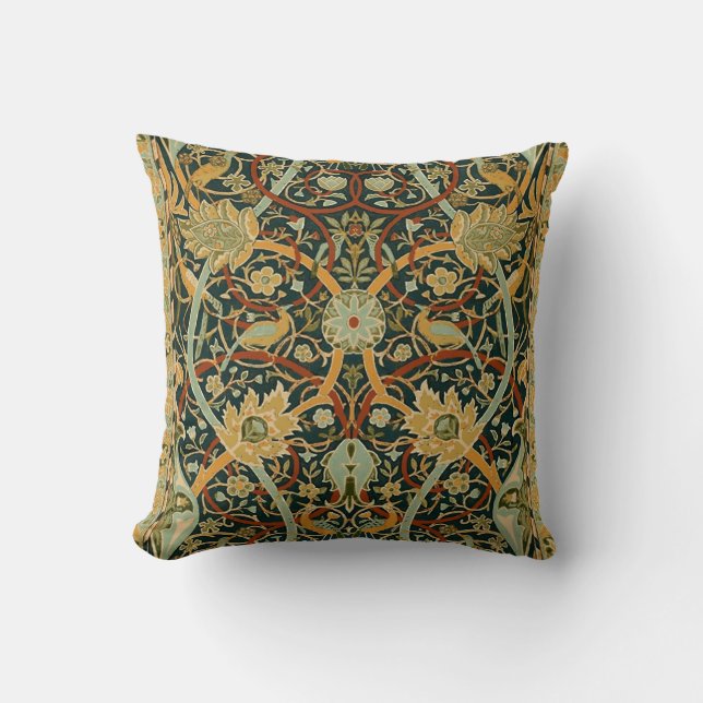 Coussin Modèle de tapisserie forestière de William Morris  (Recto)