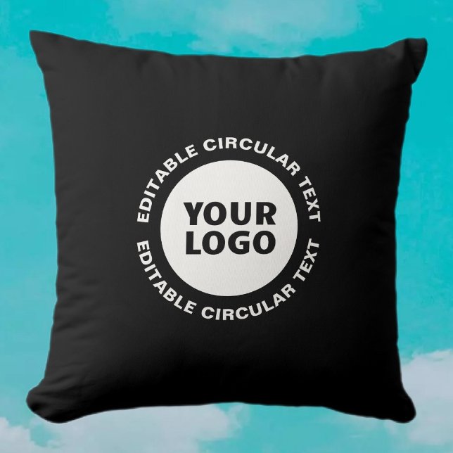Coussin Modèle de texte circulaire éditable & votre logo (Créateur téléchargé)