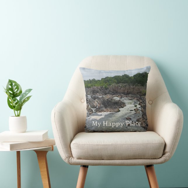 Coussin Modèle de texte pour mon endroit heureux - Ajoutez (Chaise)