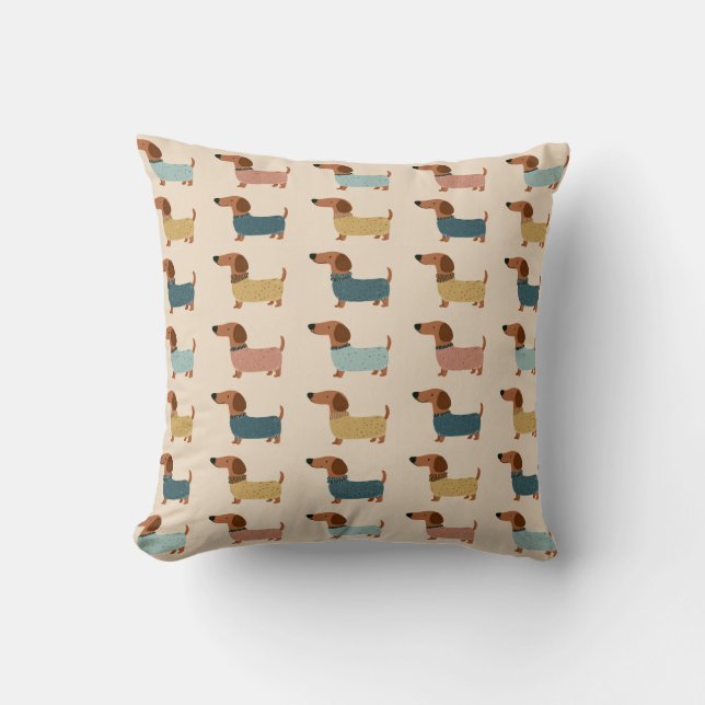 Coussin Modèle de tricot douillet pour teckel (Recto)