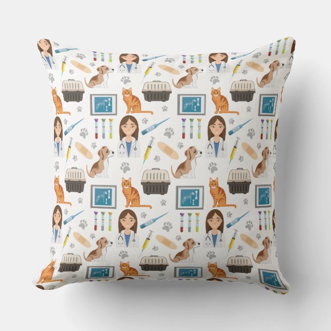 Coussin Modèle de vétérinaire coloré DVM (Recto)