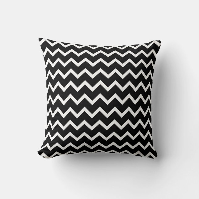 Coussin Modèle de zigzag noir et blanc (Recto)