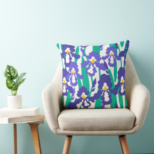 Coussin Modèle Floral Abstrait bleu Iris