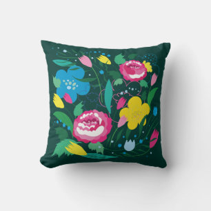 Coussin Modèle floral avec bouquet coloré.