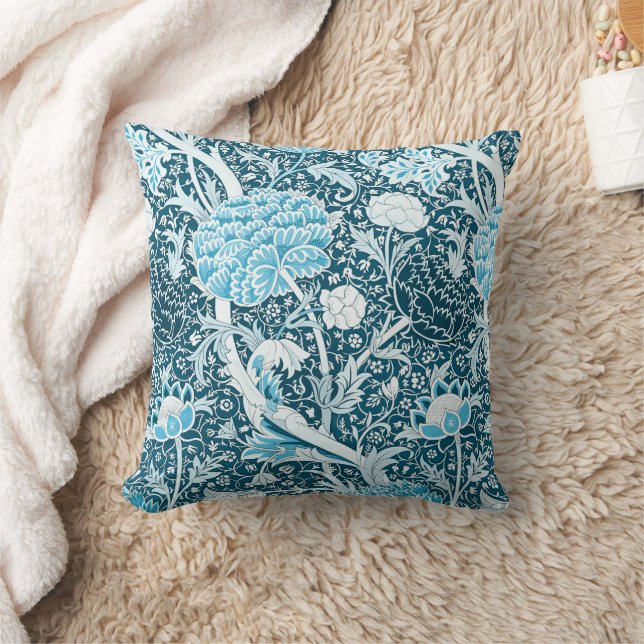 Coussin Modèle floral bleu de William Morris Préraphaélite (Couverture)