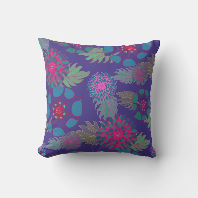 Coussin Modèle floral bohème Whimsical violet (Recto)