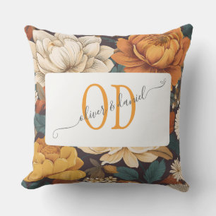 Coussin Modèle floral Boho vintage avec des noms et un mon