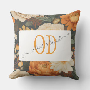 Coussin Modèle floral Boho vintage avec des noms et un mon