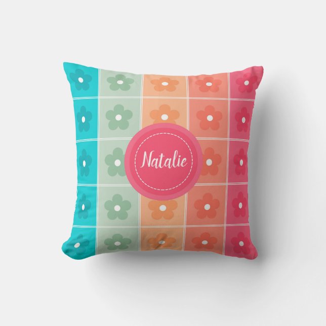 Coussin Modèle Floral coloré mignon Personnalisé (Recto)