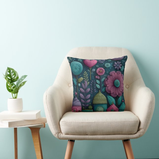 Coussin Modèle floral de conte de Whimsical (Chaise)