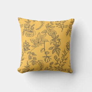 Coussin Modèle floral de pays français jaune