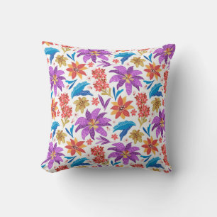 Coussin Modèle floral exotique coloré tiré à la main-70703