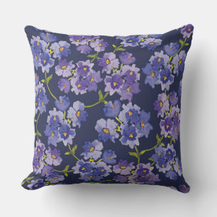 Coussin Modèle floral foncé marine et violet