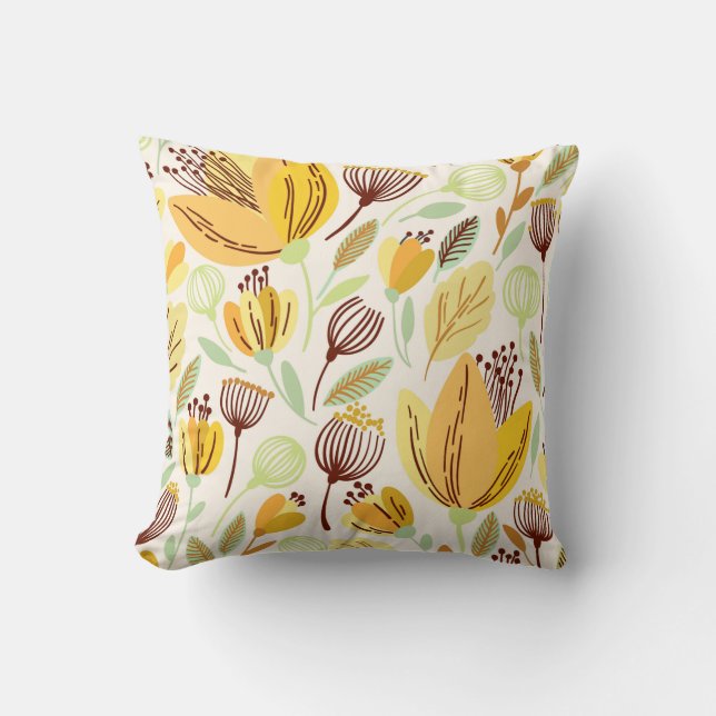 Coussin Modèle Floral Jaune à main mignonne (Recto)