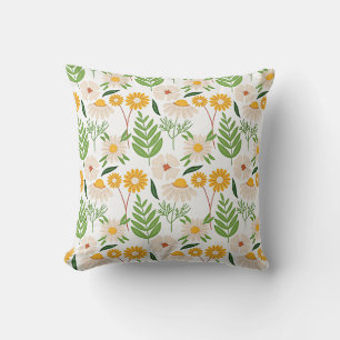 Coussin Modèle floral jaune or et blanc ivoire
