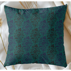 Coussin Modèle Floral moderne Bleu Noir sur Tee