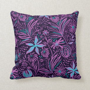 Coussin Modèle Floral Moderne De Neon Violet Jeu D'Oreill