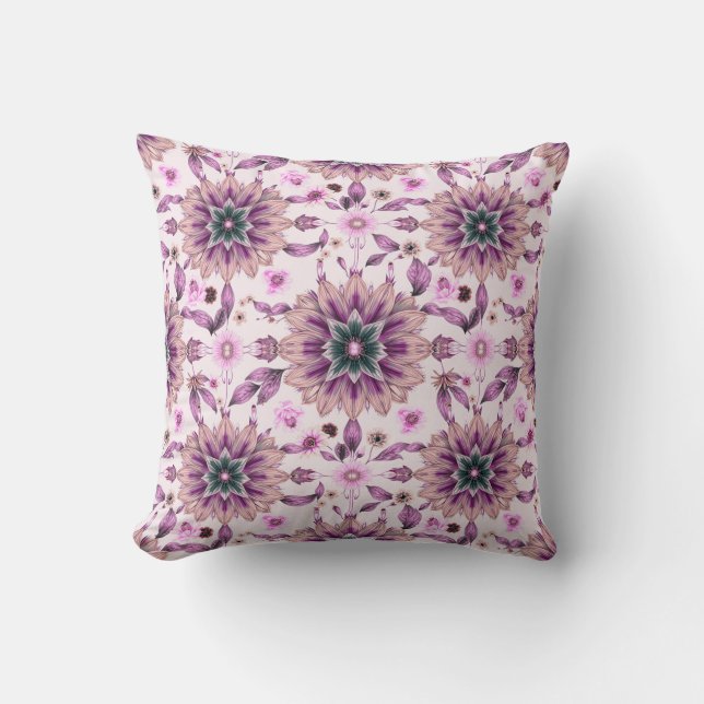 Coussin Modèle Floral moderne et esthétique pourpre (Recto)