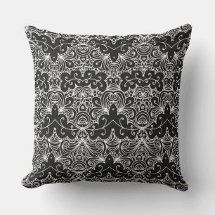 Coussin Modèle floral noir et blanc réversible