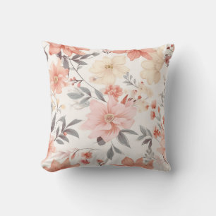 Coussin Modèle floral rose et brun délicat
