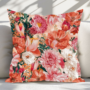 Coussin Modèle Floral rose orange