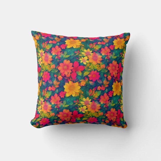 Coussin Modèle Floral rouge (Recto)
