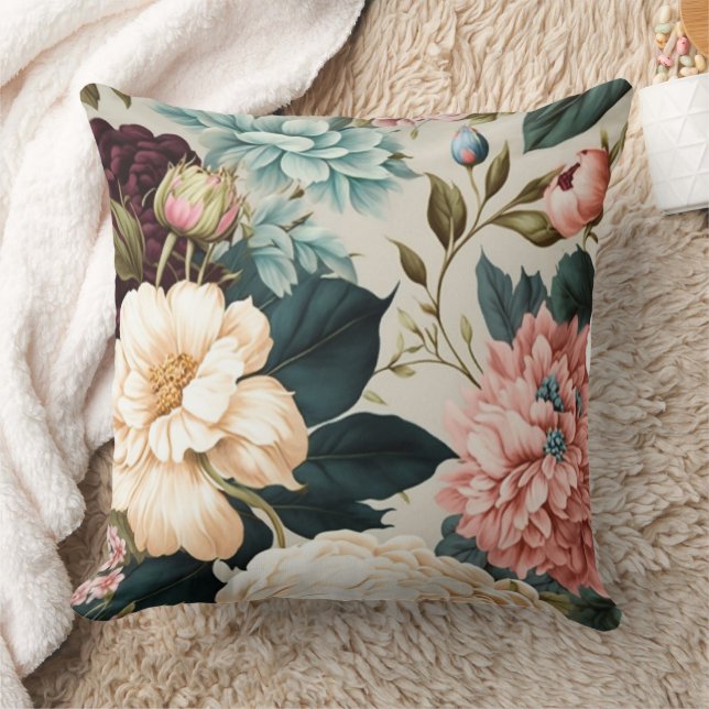 Coussin Modèle floral sans couture de pivoines et de gardé (Couverture)