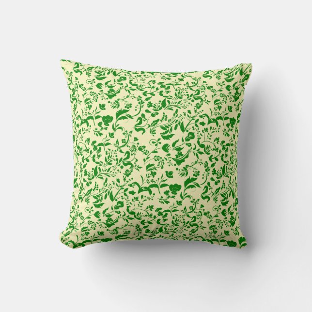 Coussin Modèle floral vert G01. L jaune BG (Recto)
